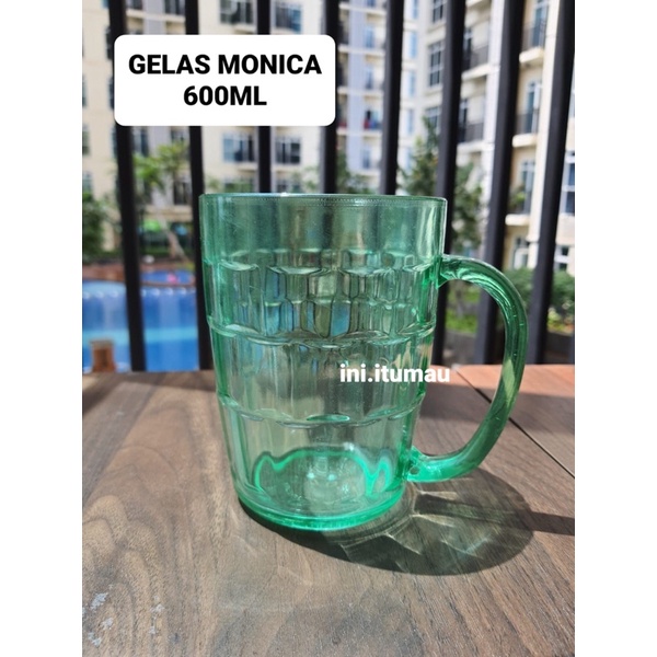 GELAS PLASTIK MONICA 600ml HIJAU MERK GOLDEN STAR BAHAN TEBAL / gelas mug / gelas kopi teh juice min