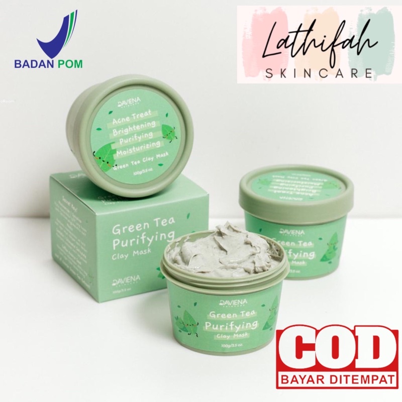 clay mask greentea daviena skincare | clay mask daviena makassar | clay mask greentea davienaskincar