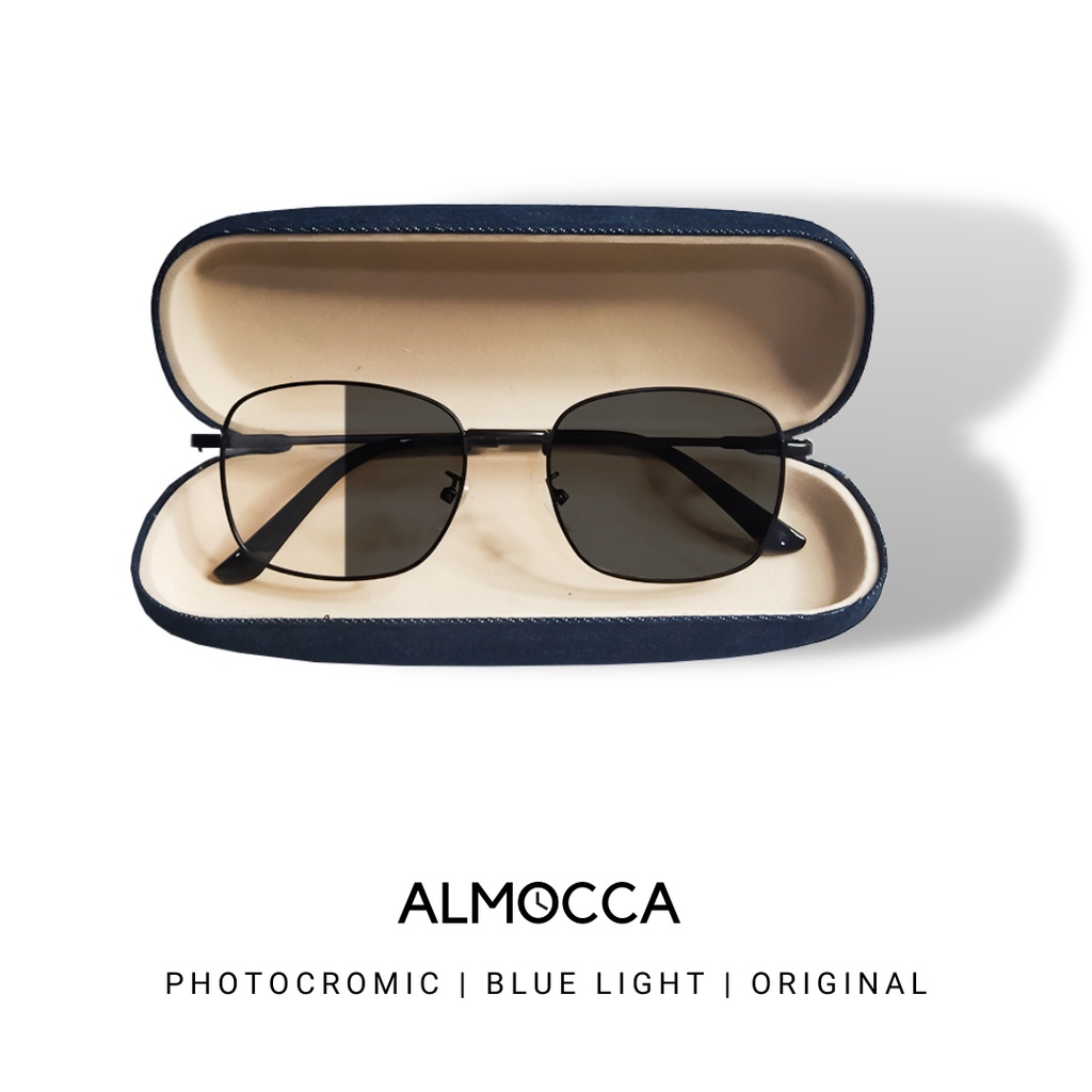 [BONUS BOX] Kacamata Potocromic 2 in 1 Kacamata Photocromic Antiradiasi  Hitam Fashion Unisex  Pria dan Wanita