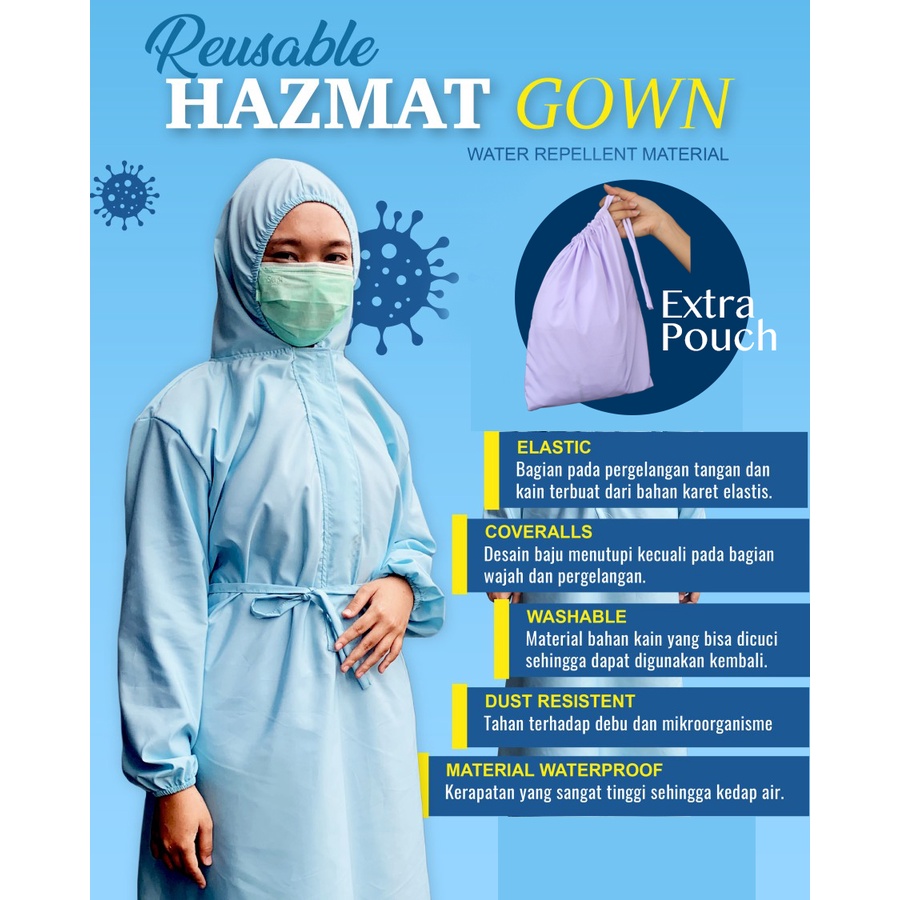 BAJU APD HAZMAT GOWN COVERALL JUMBO (5L-7L) EXTRA POUCH