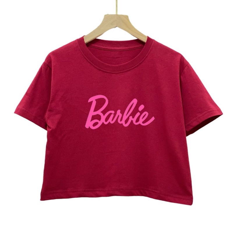 Kaos Crop top combed 30s motif Barbie