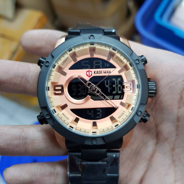 Jam Tangan Sport Tahan air Kademan Original Stain steel Double Time
