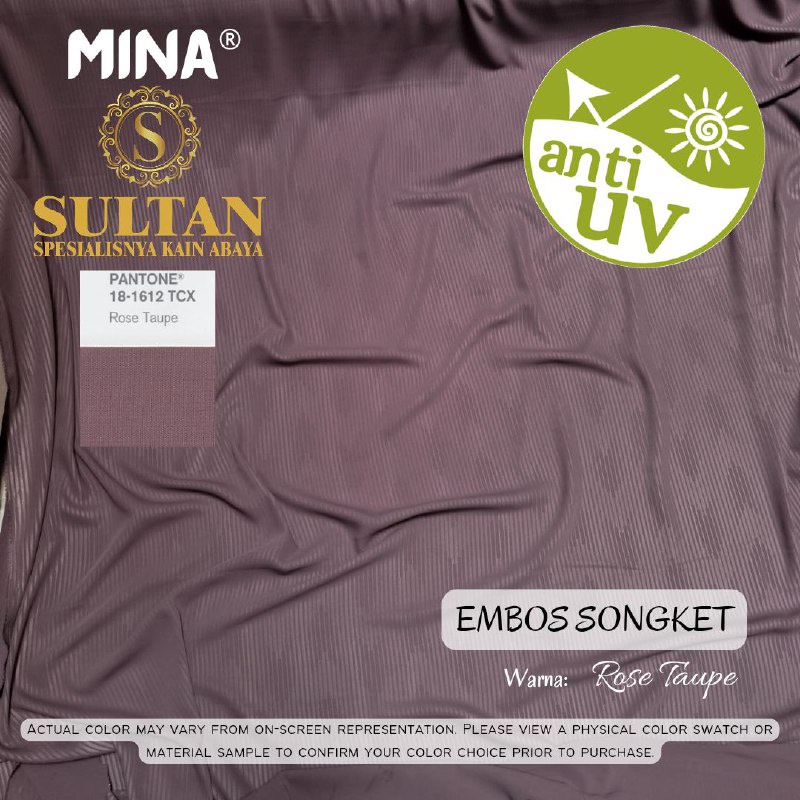 50CM EMBOS SONGKET MINA ROSE TAUPE ANTI UV KAIN ABAYA SULTAN