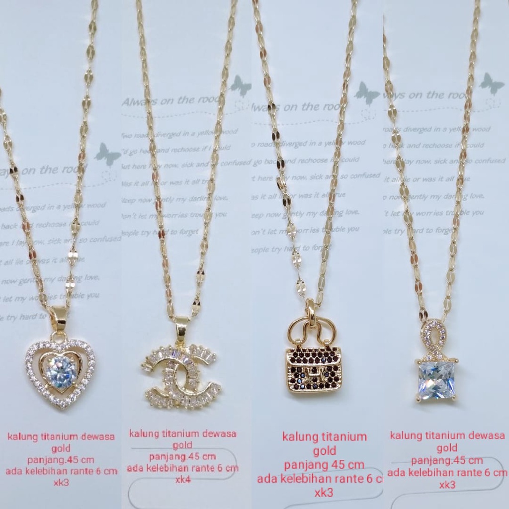 Kalung Titanium Perhiasan Aksesoris Awet Tidak Mudah Luntur Cantik Dan Elegant Lapis Emas 18,24 karat