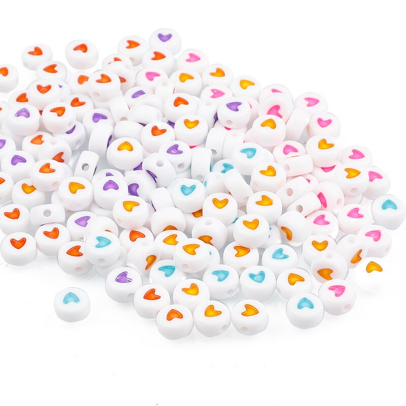 100Pcs Manik-Manik Spacer Bentuk Hati Bahan Akrilik Untuk Membuat Perhiasan Gelang DIY