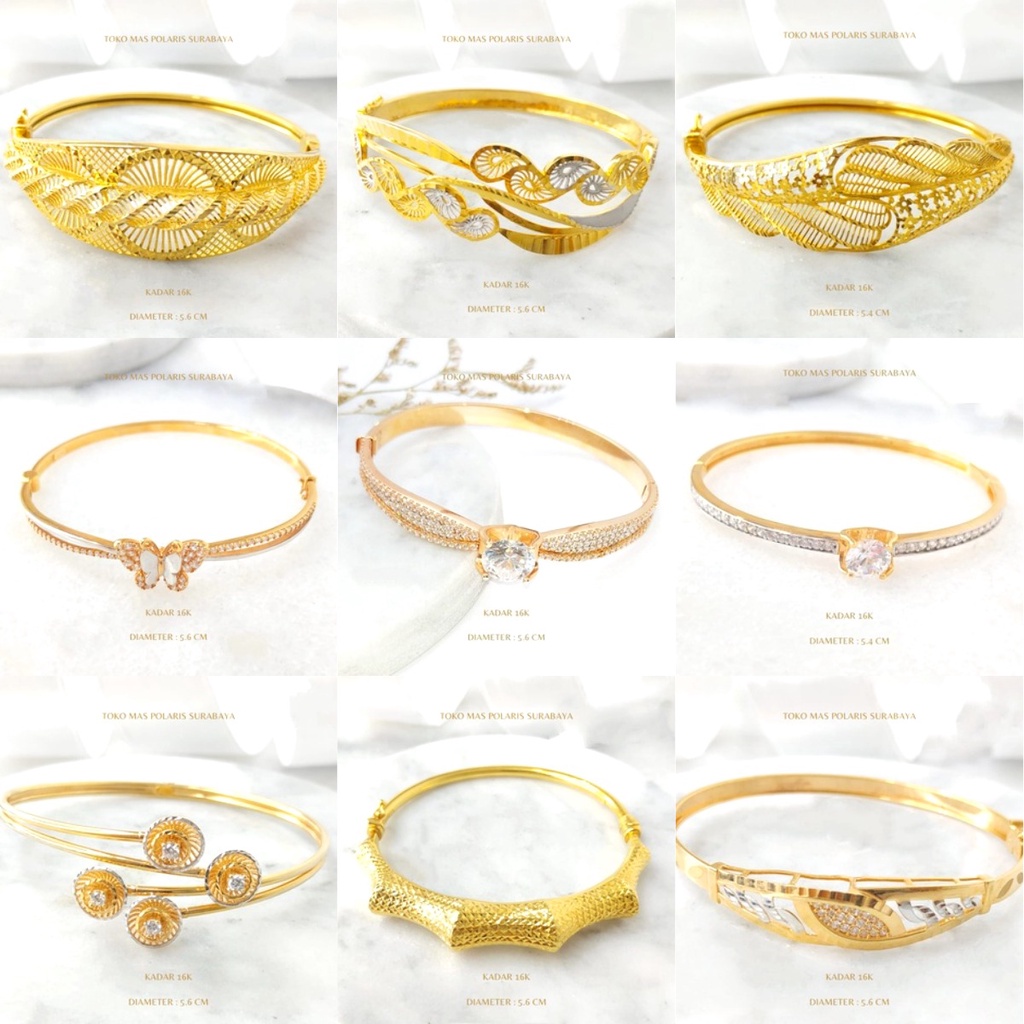 Gelang Bangle Model Bangkok Perhiasan Emas Kuning Kadar Emas Tua 700/16K GK9A