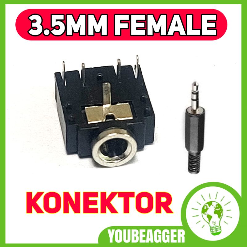 Socket Jack Aux 3.5mm FEMALE Stereo untuk colokan headset dll