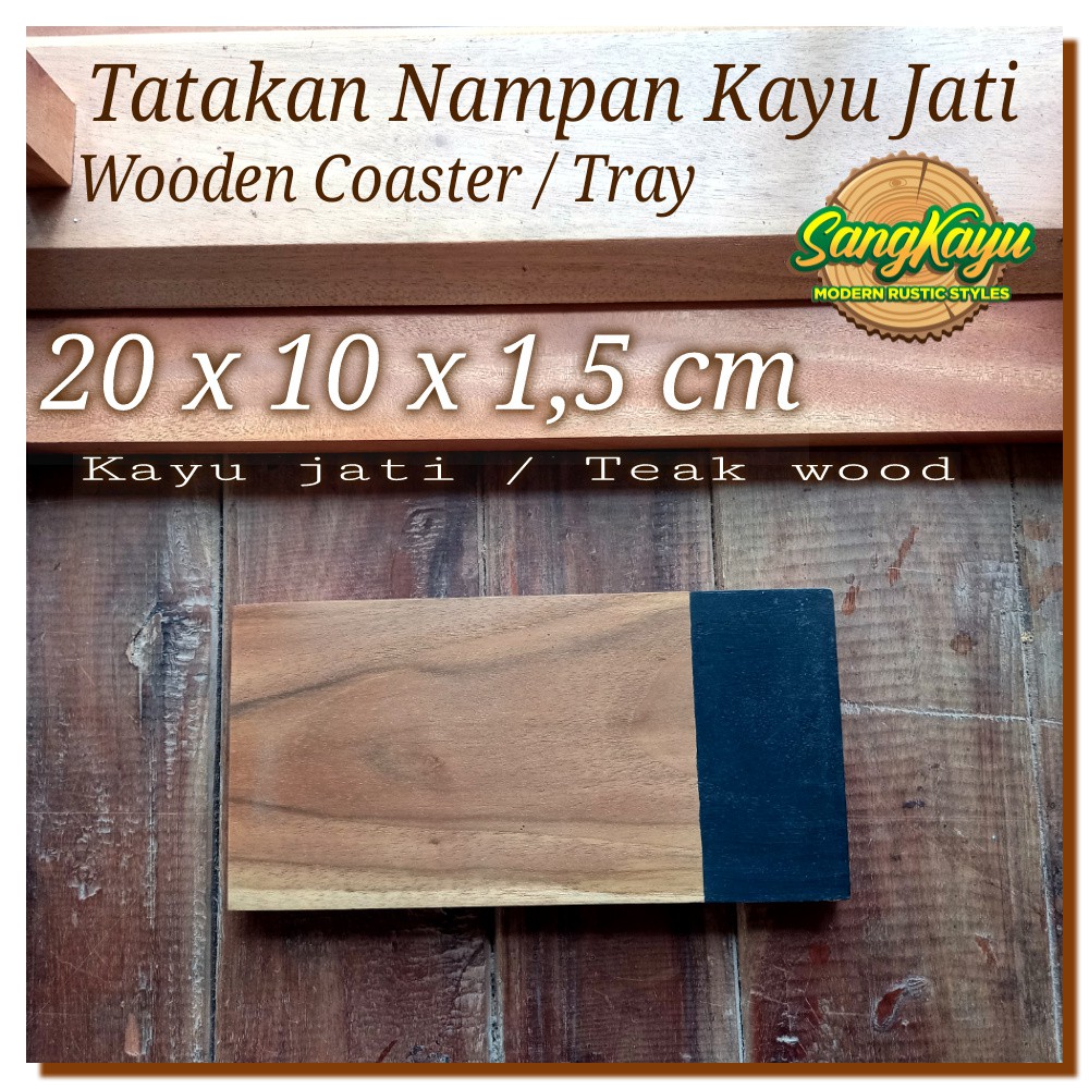 Wooden Coaster +chalk board 20x10cm tatakan cangkir kopi nampan kayu 2