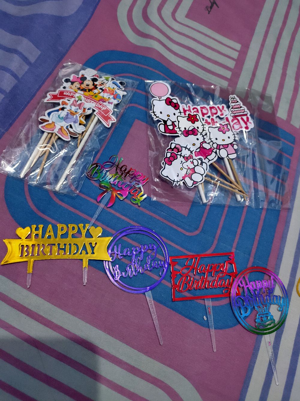 Picks Hbd Motif 3 Red Acrylic Cake Topper Tusukan Kue Happy Birthday Papan Warna Merah
