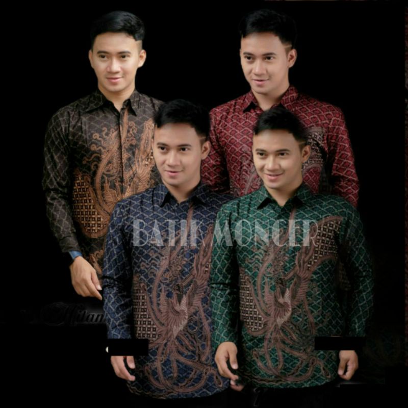 Baju Batik Cowok Kemeja Pria Kondangan Batik Lengan Panjang Motif Kutilang