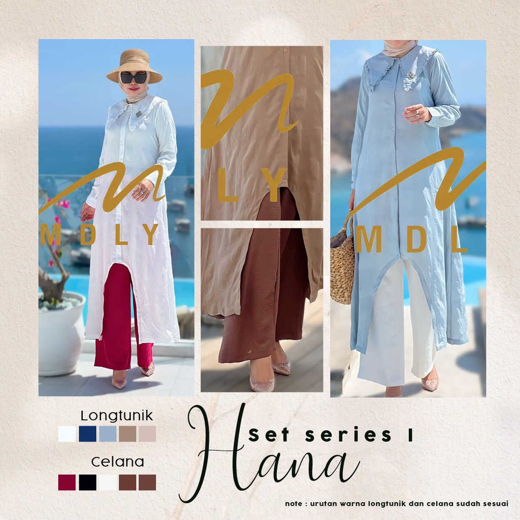 Fashion Muslim Terbaru Baju Setelan Wanita Setcel Muslimah Daily Set One Set Casual Hana Set I Mdly 