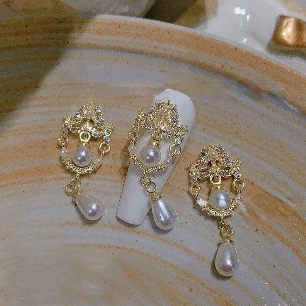 AUGUSTINA Agustina Wanita Pesona Kuku Mutiara Imitasi Cahaya Mewah Kuku Kecantikan Salon Kuku DIY Bahan Kuku 3D Dekorasi Kuku