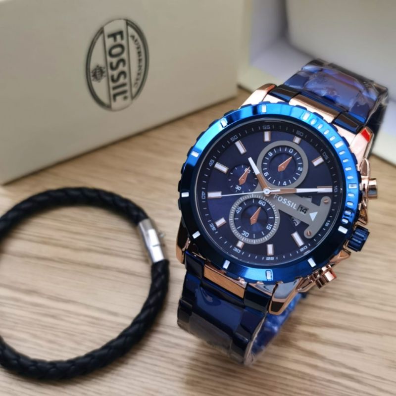 Jam Tangan Tanggal Aktif Chrono Variasi Pria Terlaris Rantai