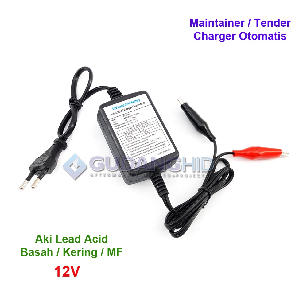 Smart Battery Charger Tender Maintainer Otomatis Cas Aki Basah Kering MF 12V