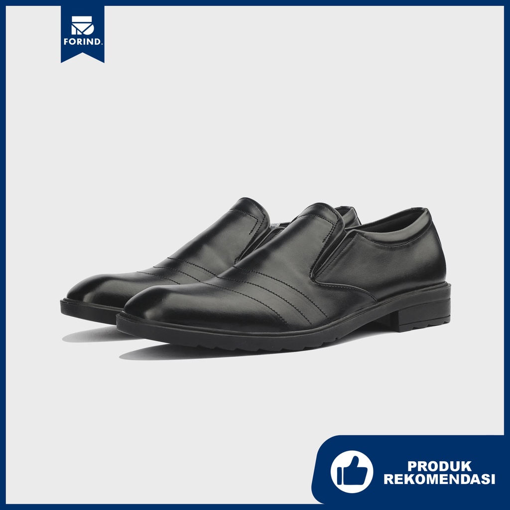 Jormungand Black | Sepatu Loafers Hitam Tanpa Tali Pria Casual Kerja Formal Kantor Original Laki | FORIND x Erabor