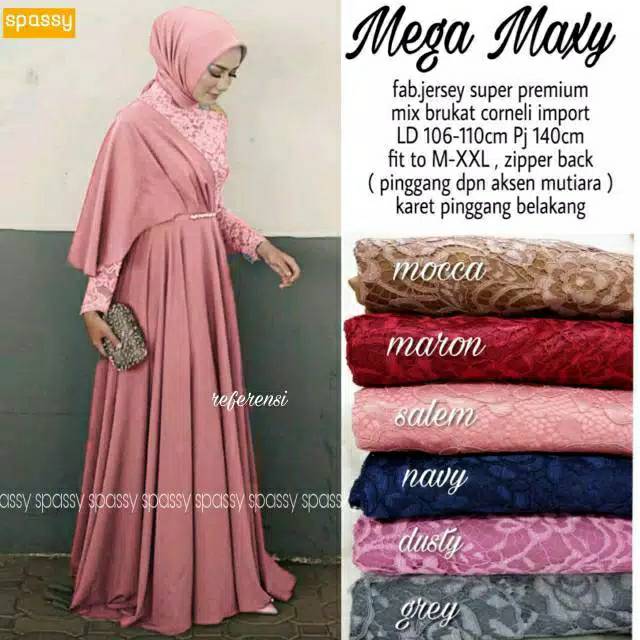 Baju pesta/gamis pesta/mega stok maxi ori spassy/gamis/gamis maxi/fashion muslim/gamis pesta