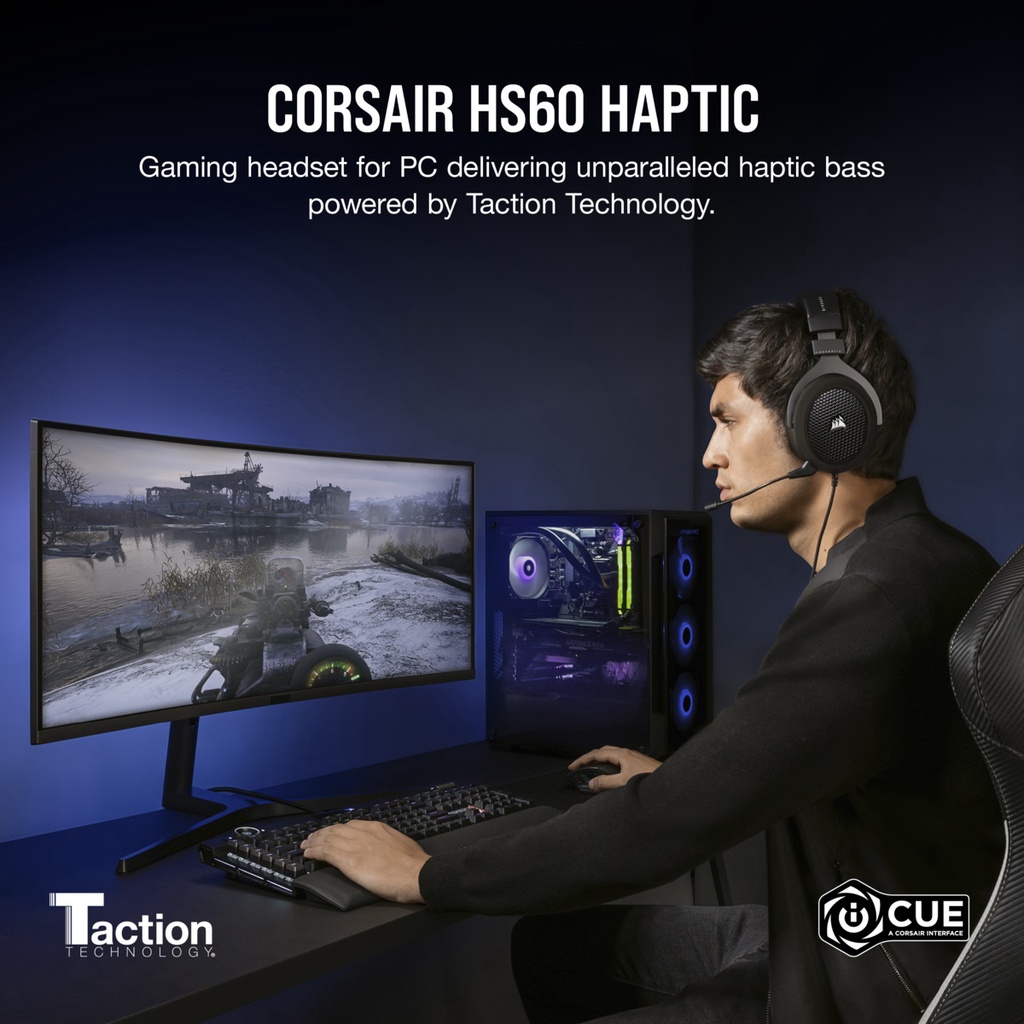 Corsair HS60 HAPTIC Stereo Gaming Headset Headphone HS 60 With Haptic Bass