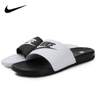 nike slippers white and black