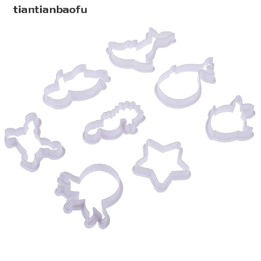 8pcs / set Cetakan Pemotong Kue / Biskuit Bentuk Hewan Laut Mini DIY