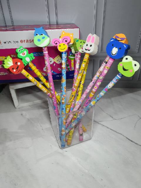 

HJK Pensil penghapus SUPER (1box=24set)/pensil unik/pensil stip/pensil hapusan