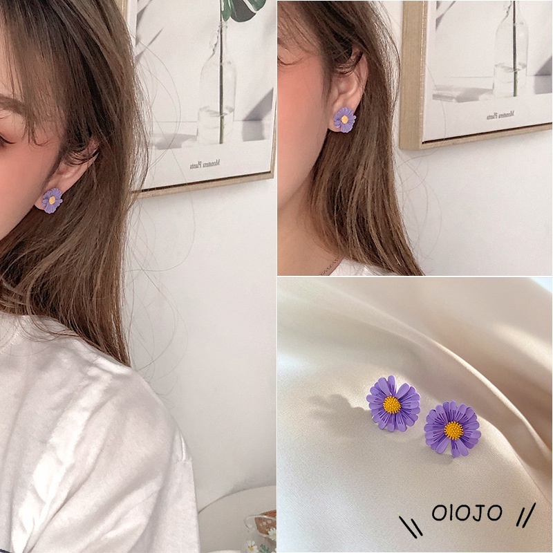 【COD】Anting Daisy Ungu 2Pcs Anting Bunga Daisy Ungu Yang Indah Hadiah Aksesoris Fashion Anak Perempuan