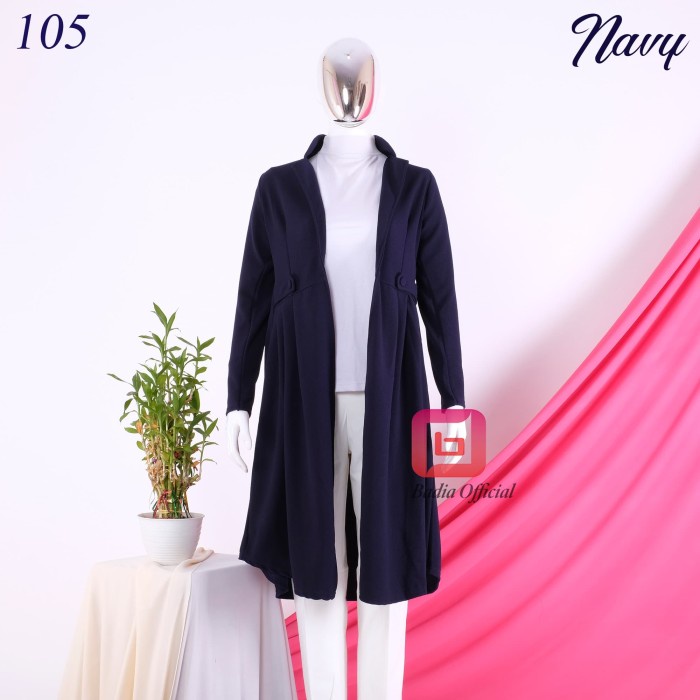 MUSLIM-CARDIGAN- OUTER PANJANG WANITA - LONG OUTER CARDIGAN LENGAN PANJANG POLOS MUSLIM - NAVY