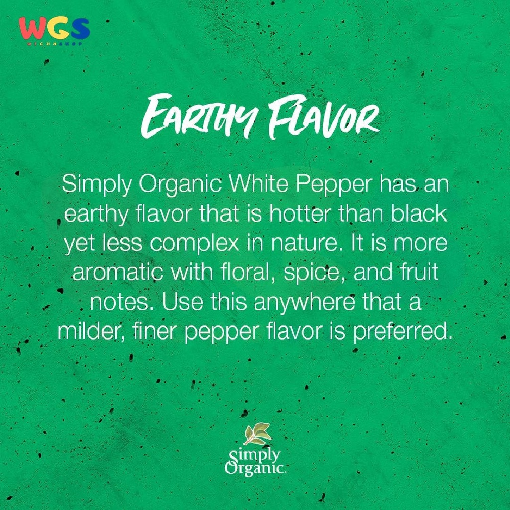 Simply Organic White Pepper USDA Organic 2.86oz 81g