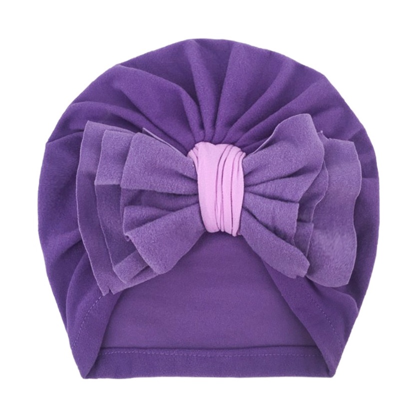 NEW  Turban / topi anak bayi motif pita tumpuk kualitas premium-PitaTumpuk.Ungu