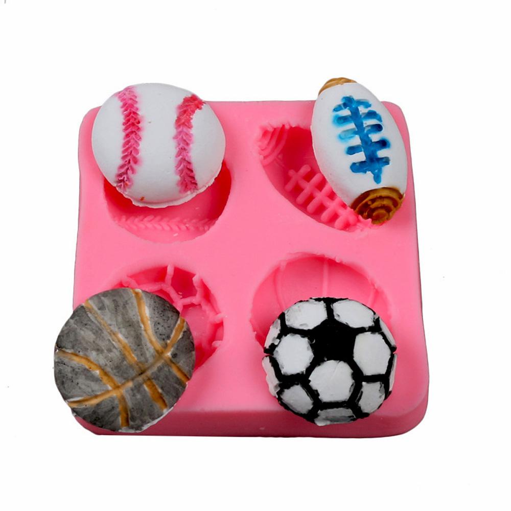 Cetakan Kue / Coklat / Fondant / Permen Bahan Silikon Bentuk Baseball / Bola Basket Handmade DIY