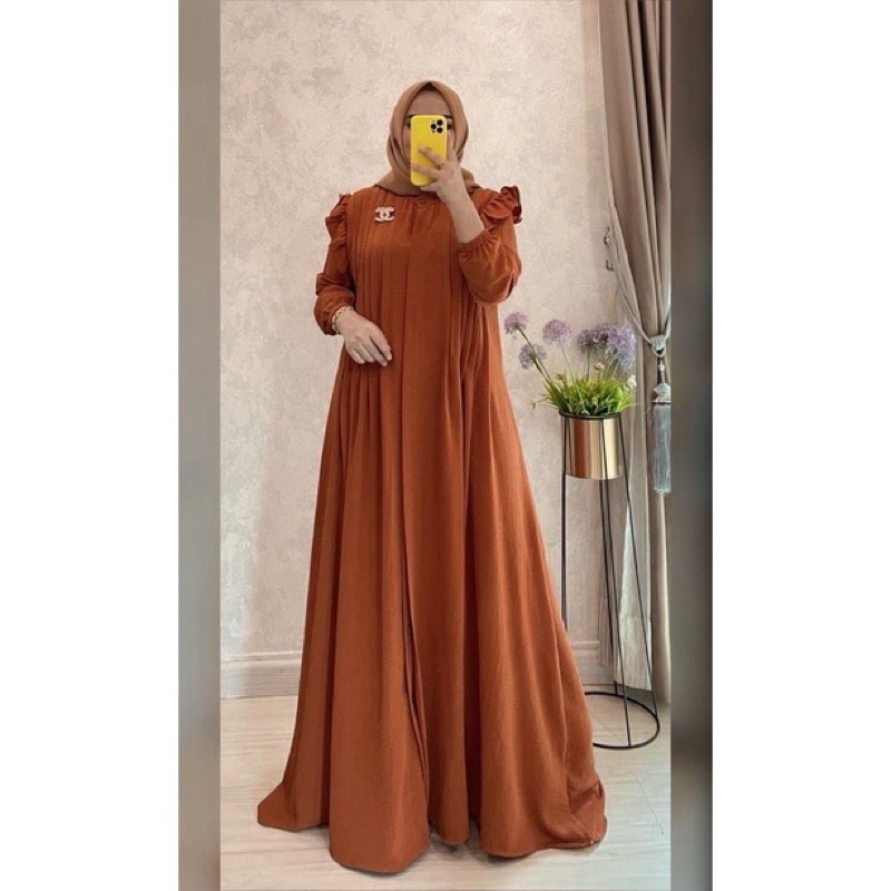 Mahalini Maxy Gamis Crinkle Airflow POLOS LD 100 - 110- Gamis Wanita Busui Friendly