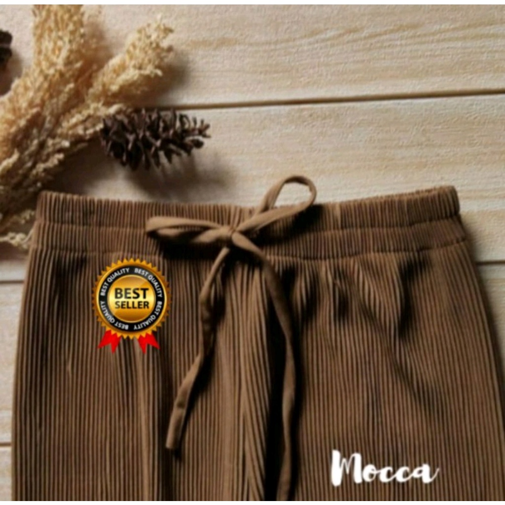 C O D Celana Panjang Plisket Lidi Wanita Dewasa - Kulot Tebal Pliscetan Kecil Muat Bb 40-75 - Bahan Hyget Premium Halus Dan Adem Nyaman di Pakai