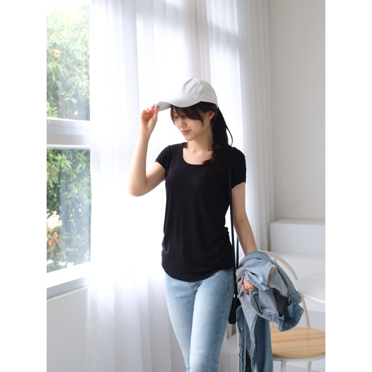 Kadaka T-0409 Tshirt Kaos Wanita Rayon Detail Pocket