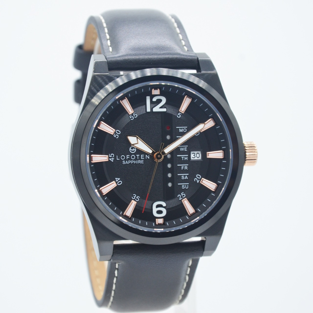 JAM TANGAN PRIA ORIGINAL LOFOTEN 6514 TANGGAL AKTIF STRAP KULIT