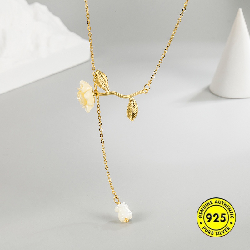 Kalung Rantai Klavikula 18K Gold Plated Warna Perak Tahan Air Gaya Retro Untuk Wanita