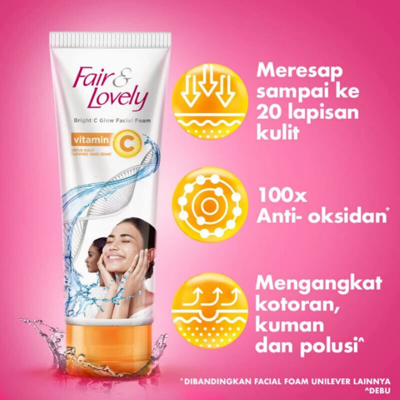 GLOW &amp; LOVELY Facial Wash Bright C Glow 100g Kuning