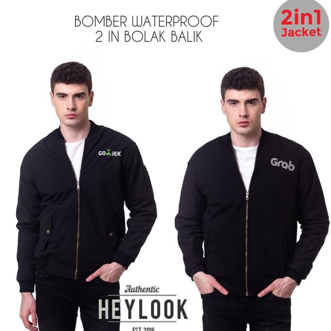 Jaket Pria Grab Gojek Motor Bomber Waterproof Bolak Balik Outdoor - , .Deevagrosir.Olshop