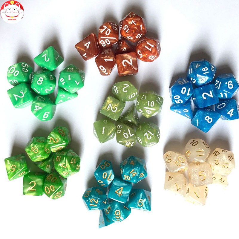 7 Pcs / Set Dadu Polihedral Warna-Warni Dengan Angka Untuk Bermain Peran