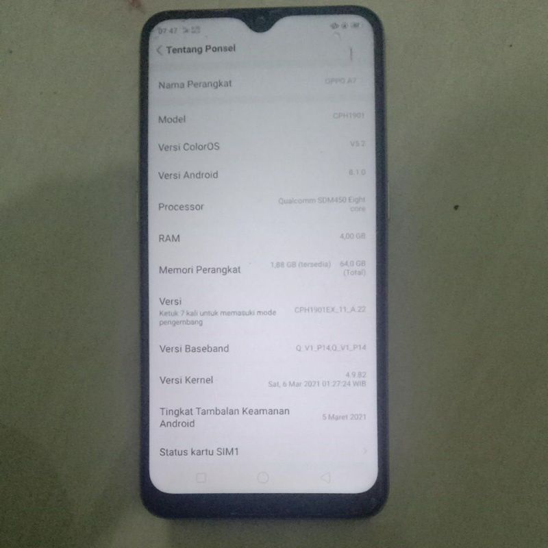 oppo a7 second mulus