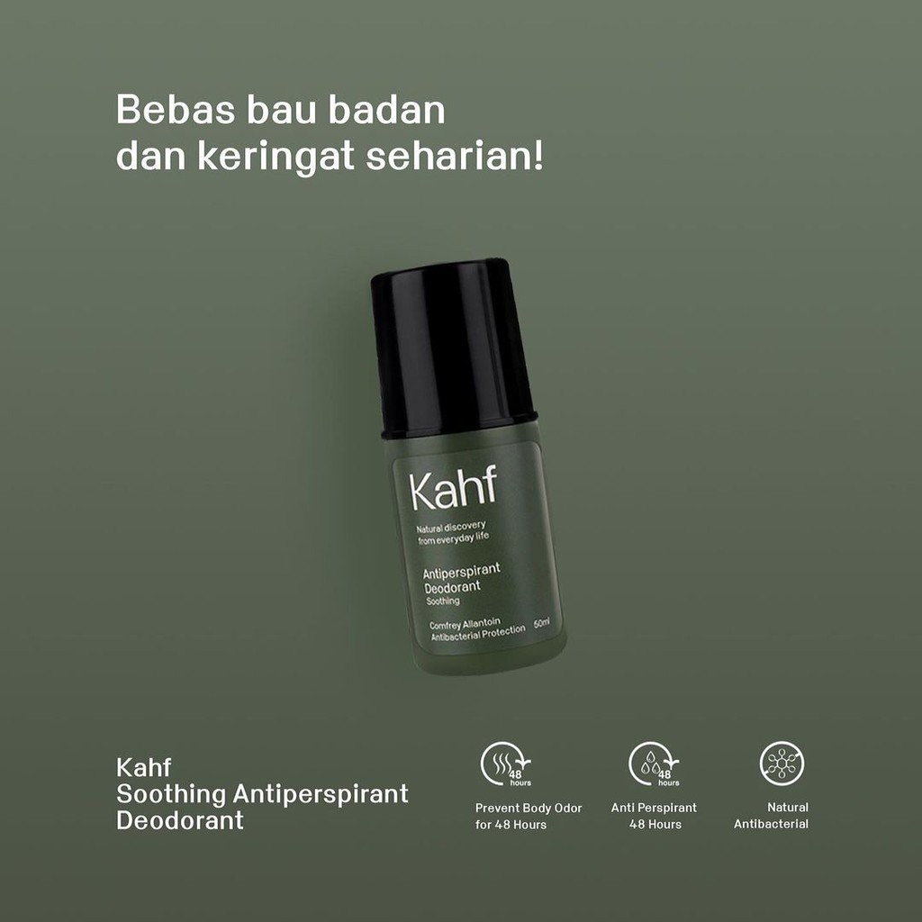 KAHF Soothing Antiperspirant Deodorant 50ml - Deodoran Roll On Pria Penghilang Bau Badan Ketiak