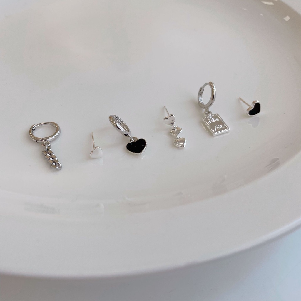 Set Anting Tusuk Desain Hati Gaya Simple Untuk Wanita