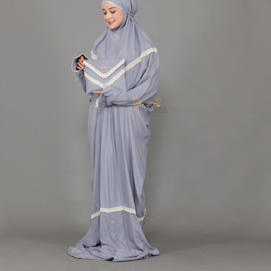 Mukena Terusan SABRINA by Mahkota786 / Mukenah Trompah Hadramaut Dewasa Rayon Renda Polos Jumbo