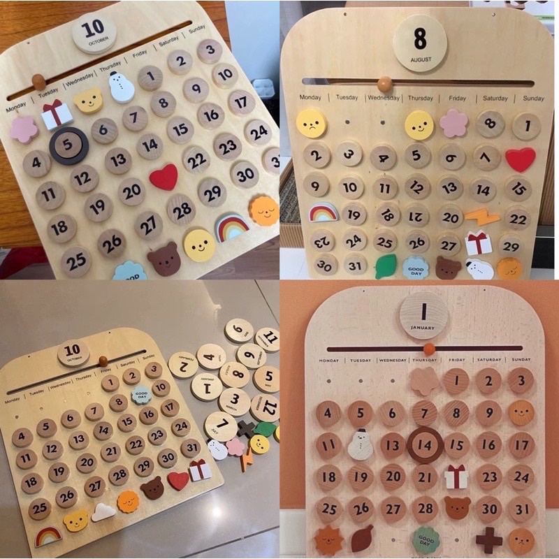 diy magnetic wooden calendar perpetual calendar kalendar bahan kayu