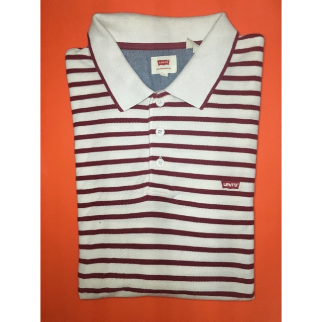 Kaos Kerah Levis / Polo Shirt Levis Red Stripe size L Original 100%