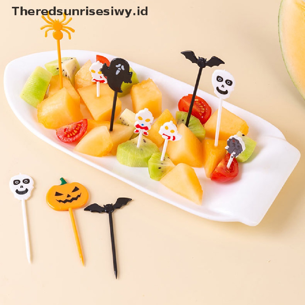 # Alat Rumah Tangga # 6 / 10Pcs Garpu Buah / Kue Portabel Bahan Plastik Desain Ultraman Untuk Halloween