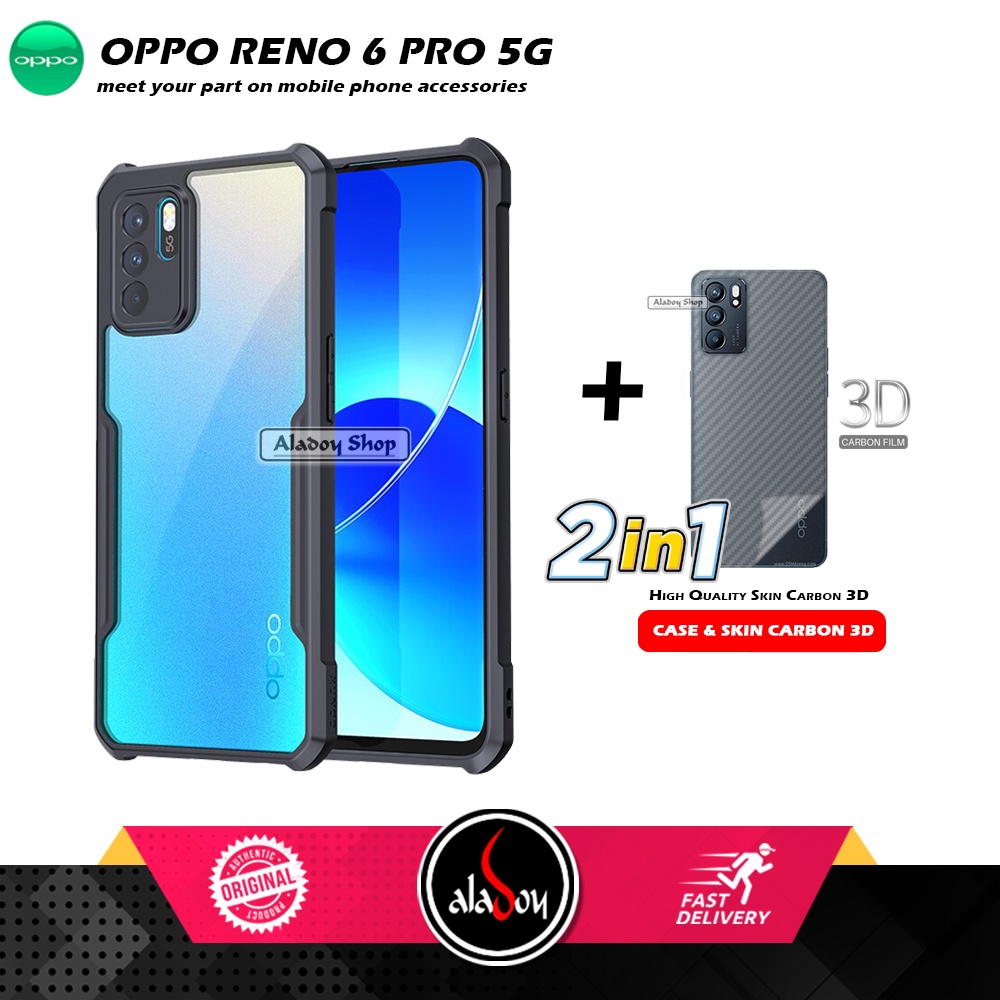 Case OPPO RENO 6 PRO 5G Armor Fusion Transparent Casing Free Skin Carbon 3D