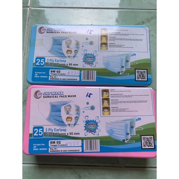 Masker JSP MASK SURGICAL FACE MASK ISI 25 FREE CONNECTOR