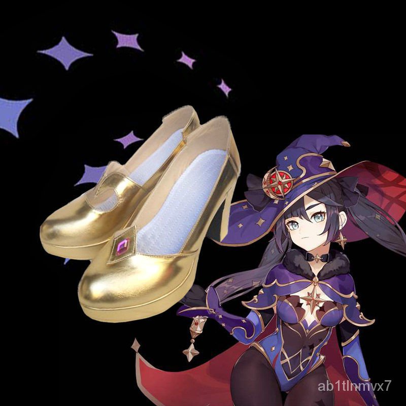 Mona Genshin Impact Cosplay Shoes Golden High Heels Costume Megistus Astral Reflection Boots