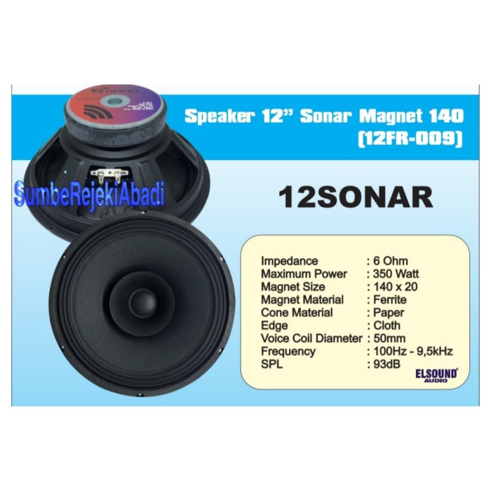 SPEAKER ELSOUND 12 INCH FULL RANGE HITAM SONAR 3500 WATT ORIGINAL