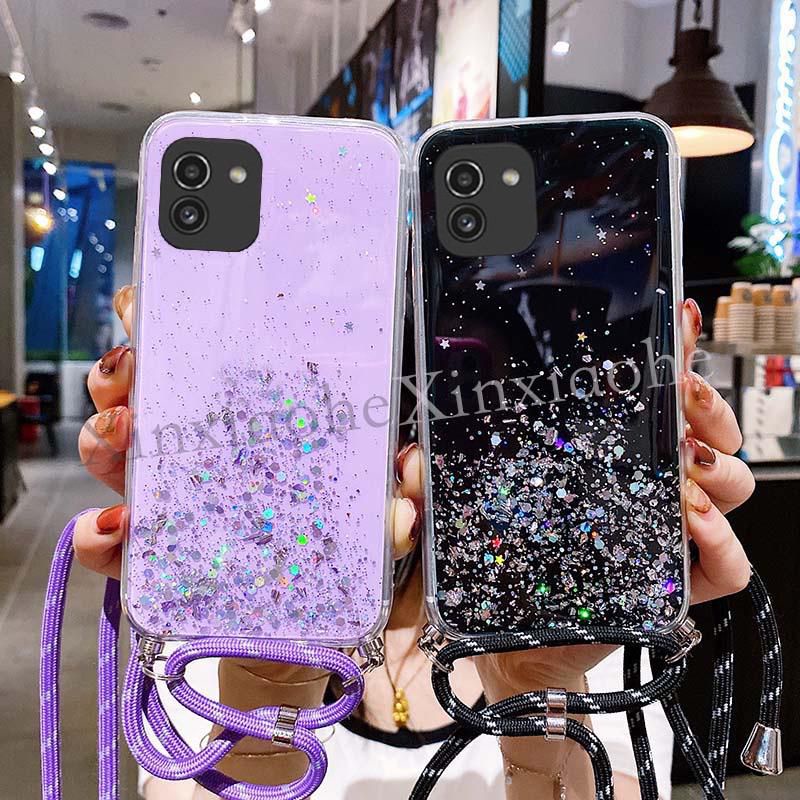 Case Tali Nagita Samsung A03 A03 Core M23 5G M33 5G M52 5G M53 5G Lanyard Glitter Gantungan