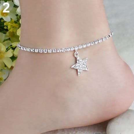 Gelang Kaki Rantai Lapis Silver Desain Bintang kecil Silver Anklet